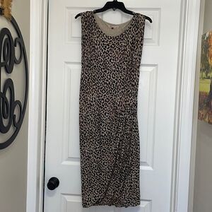 Rebecca Taylor Sleeveless Leopard Midi Dress